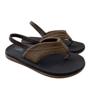 Bluefin Little boys Brown Black Elastic Backstrap Flip Flop Sandals Size 11